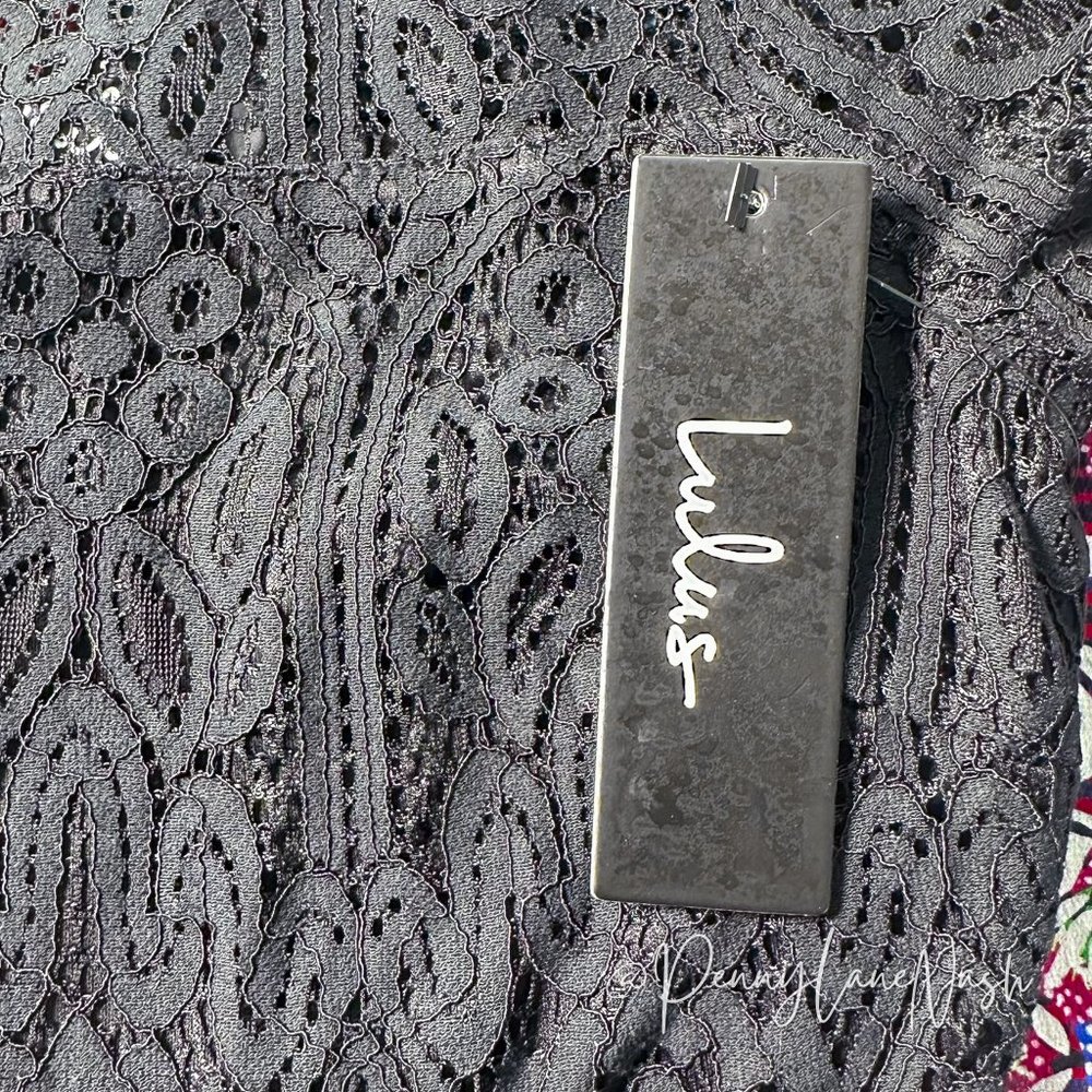 NWT Lulu's Remarkable Black Sheer Lace Short Sleeve Midi Dress - Picture 15 of 15